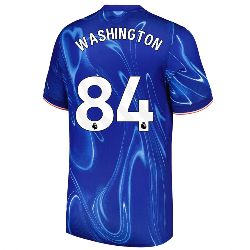 Hombre Fútbol Camiseta Marcell Washington #84 Azul Blanco 1ª Equipación 2024/25 Perú