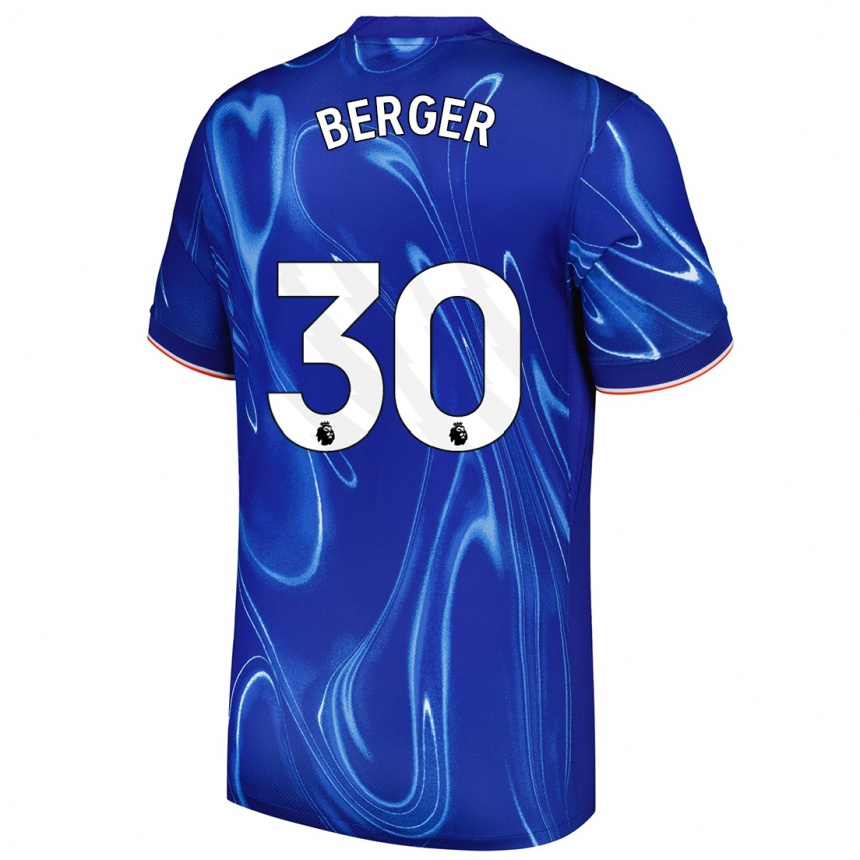 Hombre Fútbol Camiseta Ann-Katrin Berger #30 Azul Blanco 1ª Equipación 2024/25 Perú