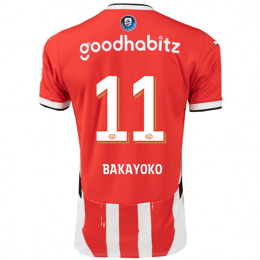 Hombre Fútbol Camiseta Johan Bakayoko #11 Rojo Blanco 1ª Equipación 2024/25 Perú