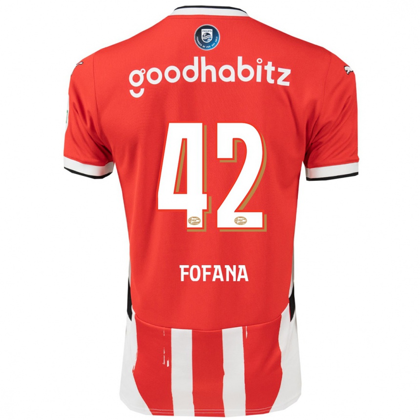 Hombre Fútbol Camiseta Fode Fofana #42 Rojo Blanco 1ª Equipación 2024/25 Perú