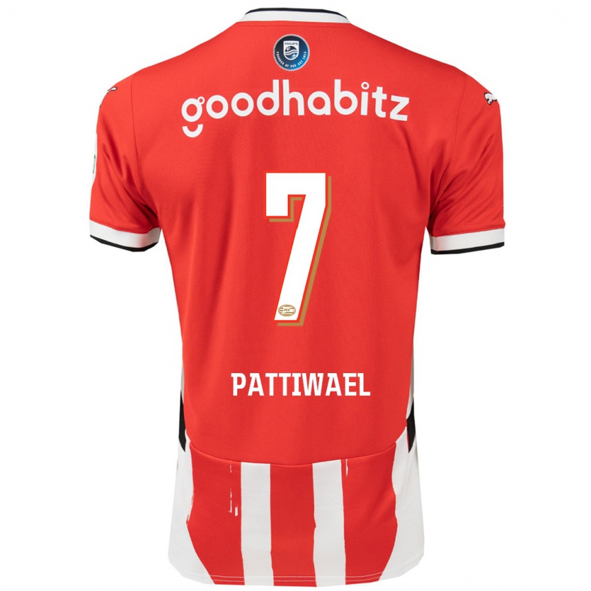 Hombre Fútbol Camiseta Naomi Pattiwael #7 Rojo Blanco 1ª Equipación 2024/25 Perú