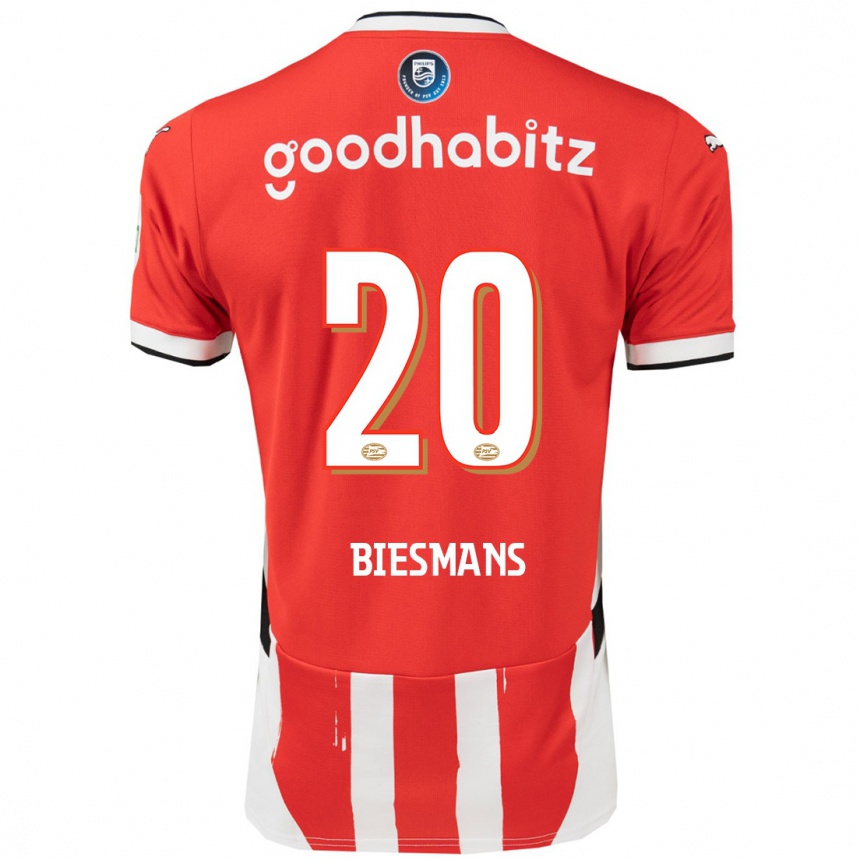 Hombre Fútbol Camiseta Julie Biesmans #20 Rojo Blanco 1ª Equipación 2024/25 Perú