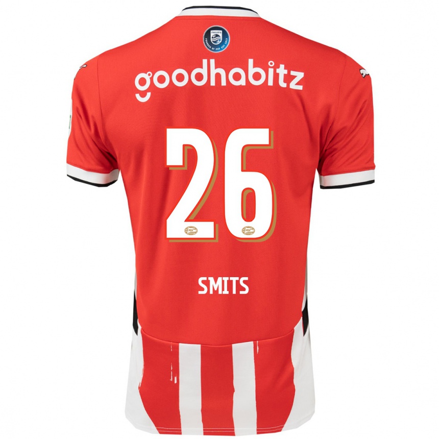 Hombre Fútbol Camiseta Eef Smits #26 Rojo Blanco 1ª Equipación 2024/25 Perú