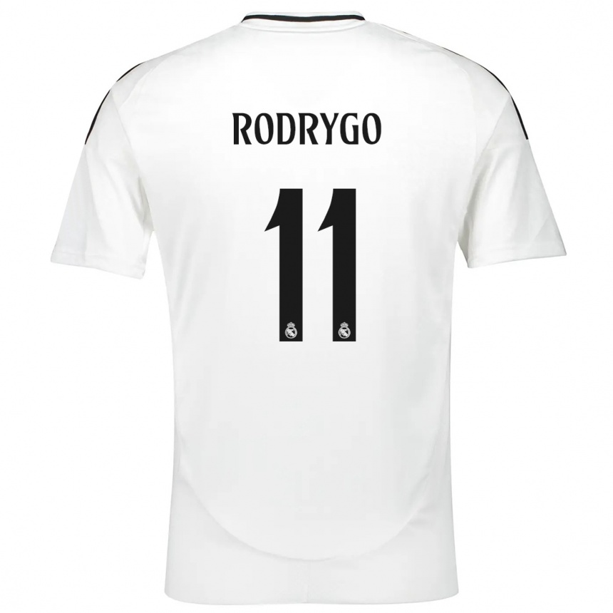 Hombre Fútbol Camiseta Rodrygo #11 Blanco 1ª Equipación 2024/25 Perú