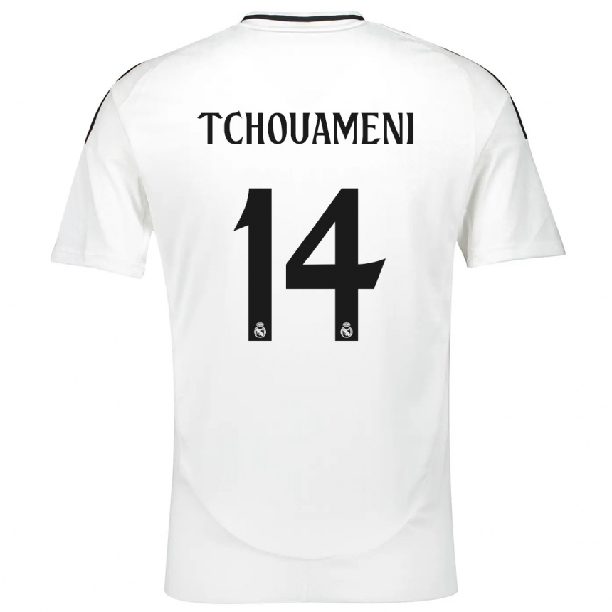 Hombre Fútbol Camiseta Aurelien Tchouameni #14 Blanco 1ª Equipación 2024/25 Perú