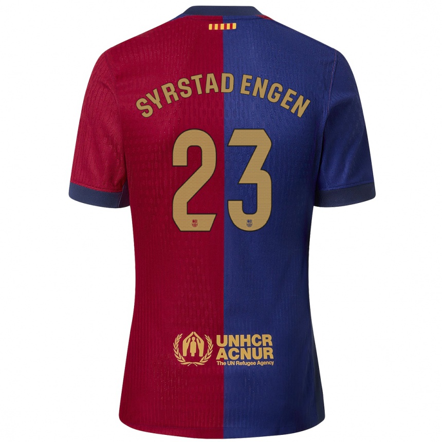 Hombre Fútbol Camiseta Ingrid Syrstad Engen #23 Azul Rojo 1ª Equipación 2024/25 Perú