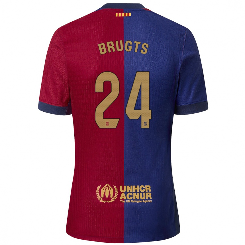 Hombre Fútbol Camiseta Esmee Brugts #24 Azul Rojo 1ª Equipación 2024/25 Perú