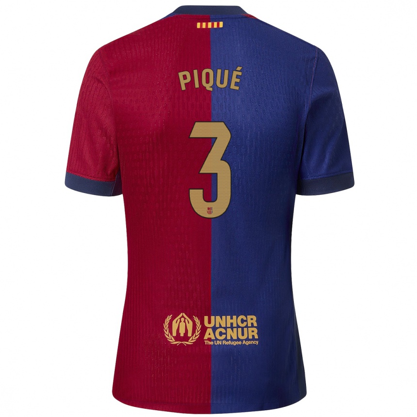 Hombre Fútbol Camiseta Gerard Piqué #3 Azul Rojo 1ª Equipación 2024/25 Perú