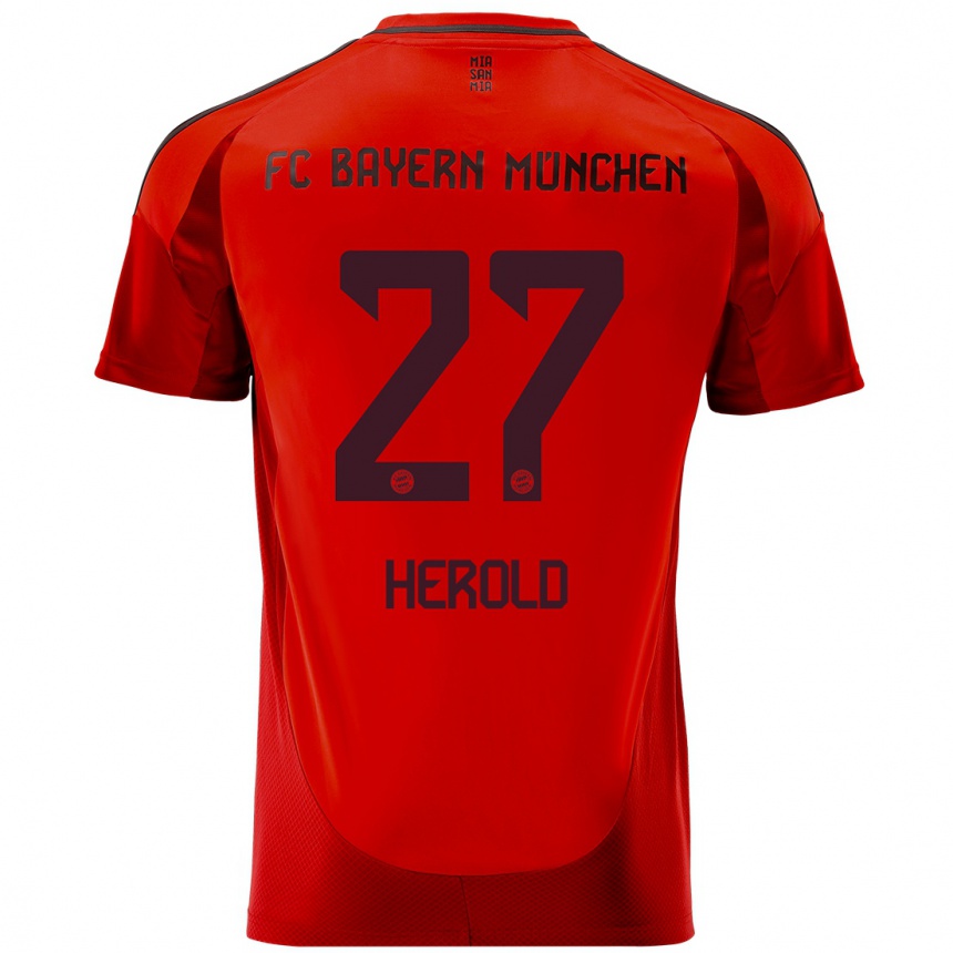 Hombre Fútbol Camiseta David Herold #27 Rojo 1ª Equipación 2024/25 Perú