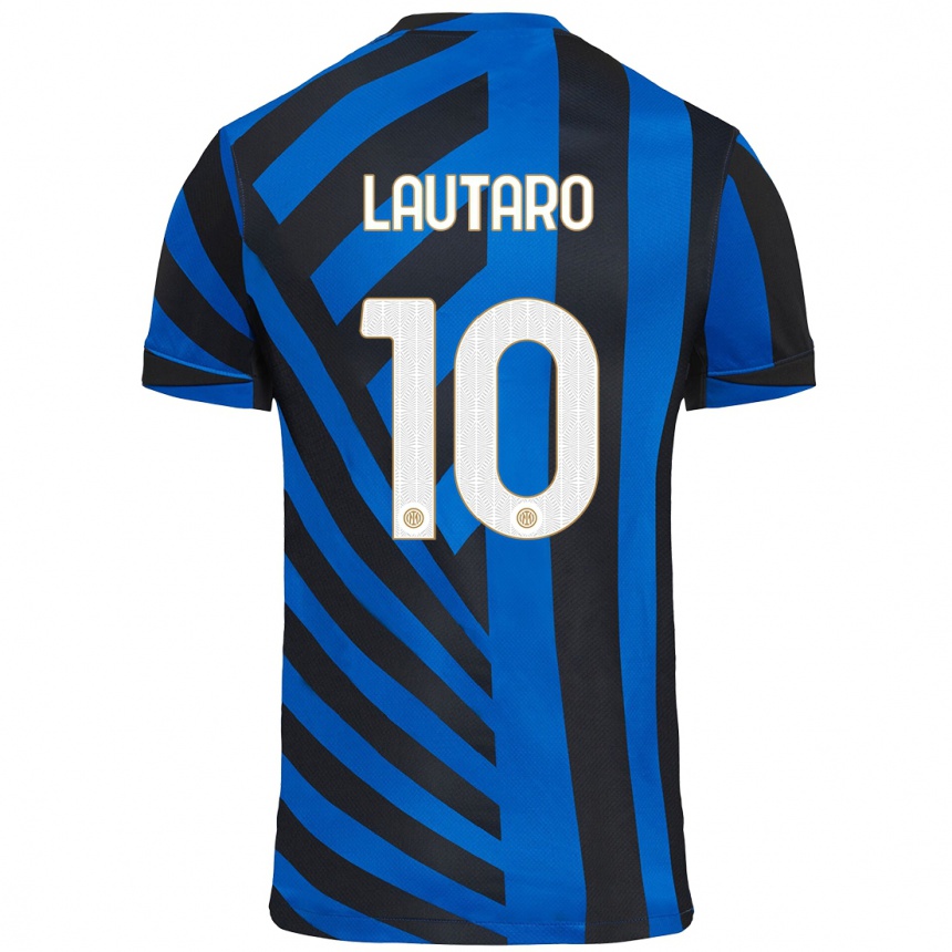 Hombre Fútbol Camiseta Lautaro Martínez #10 Azul Negro 1ª Equipación 2024/25 Perú