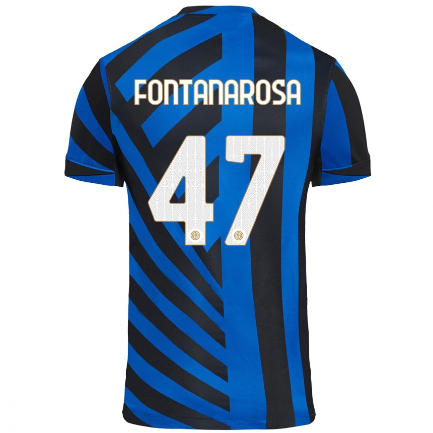 Hombre Fútbol Camiseta Alessandro Fontanarosa #47 Azul Negro 1ª Equipación 2024/25 Perú