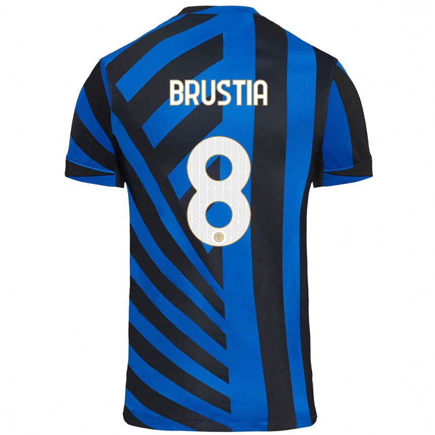 Hombre Fútbol Camiseta Martina Brustia #8 Azul Negro 1ª Equipación 2024/25 Perú