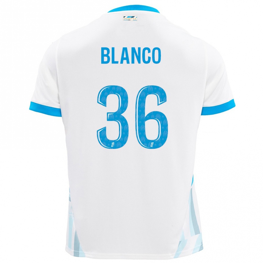 Hombre Fútbol Camiseta Ruben Blanco #36 Blanco Azul Cielo 1ª Equipación 2024/25 Perú