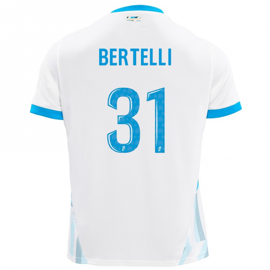 Hombre Fútbol Camiseta Ugo Bertelli #31 Blanco Azul Cielo 1ª Equipación 2024/25 Perú