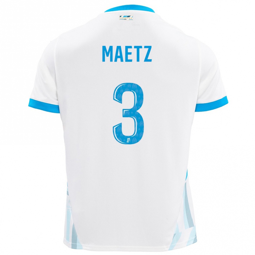 Hombre Fútbol Camiseta Agathe Maetz #3 Blanco Azul Cielo 1ª Equipación 2024/25 Perú