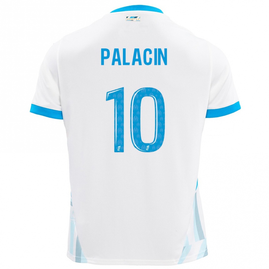 Hombre Fútbol Camiseta Sara Palacin #10 Blanco Azul Cielo 1ª Equipación 2024/25 Perú