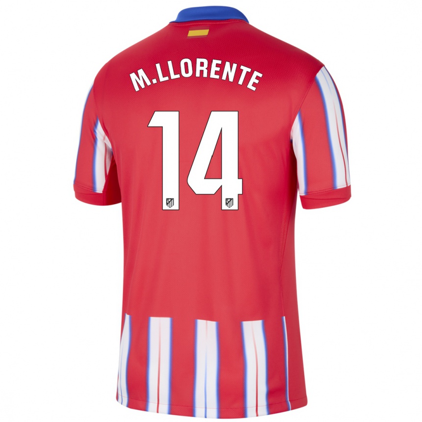 Hombre Fútbol Camiseta Marcos Llorente #14 Rojo Blanco Azul 1ª Equipación 2024/25 Perú