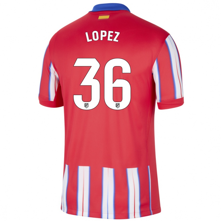 Hombre Fútbol Camiseta David Lopez #36 Rojo Blanco Azul 1ª Equipación 2024/25 Perú