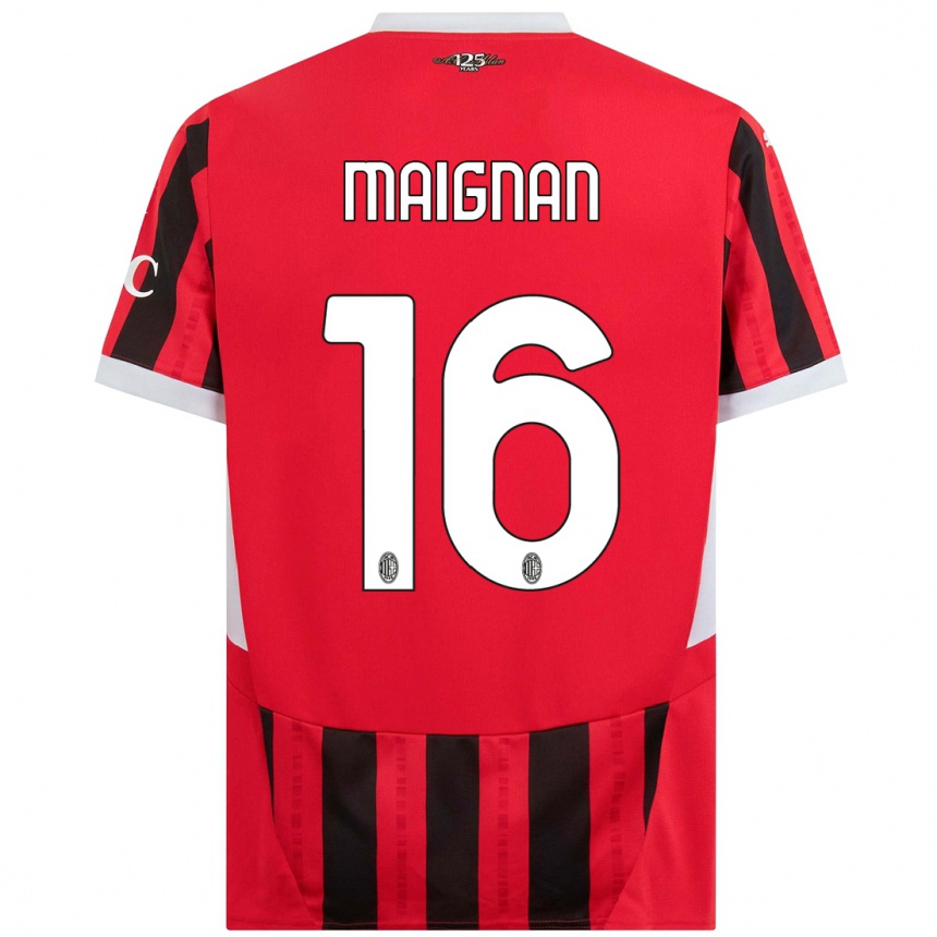 Hombre Fútbol Camiseta Mike Maignan #16 Rojo Negro 1ª Equipación 2024/25 Perú