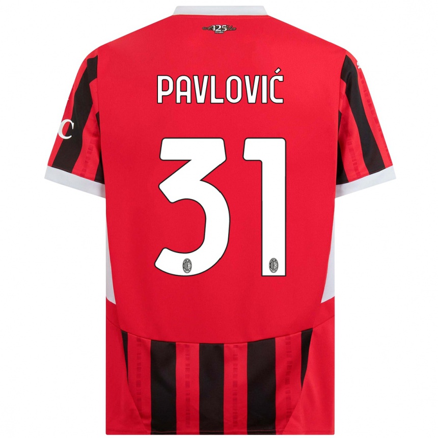 Hombre Fútbol Camiseta Strahinja Pavlović #31 Rojo Negro 1ª Equipación 2024/25 Perú