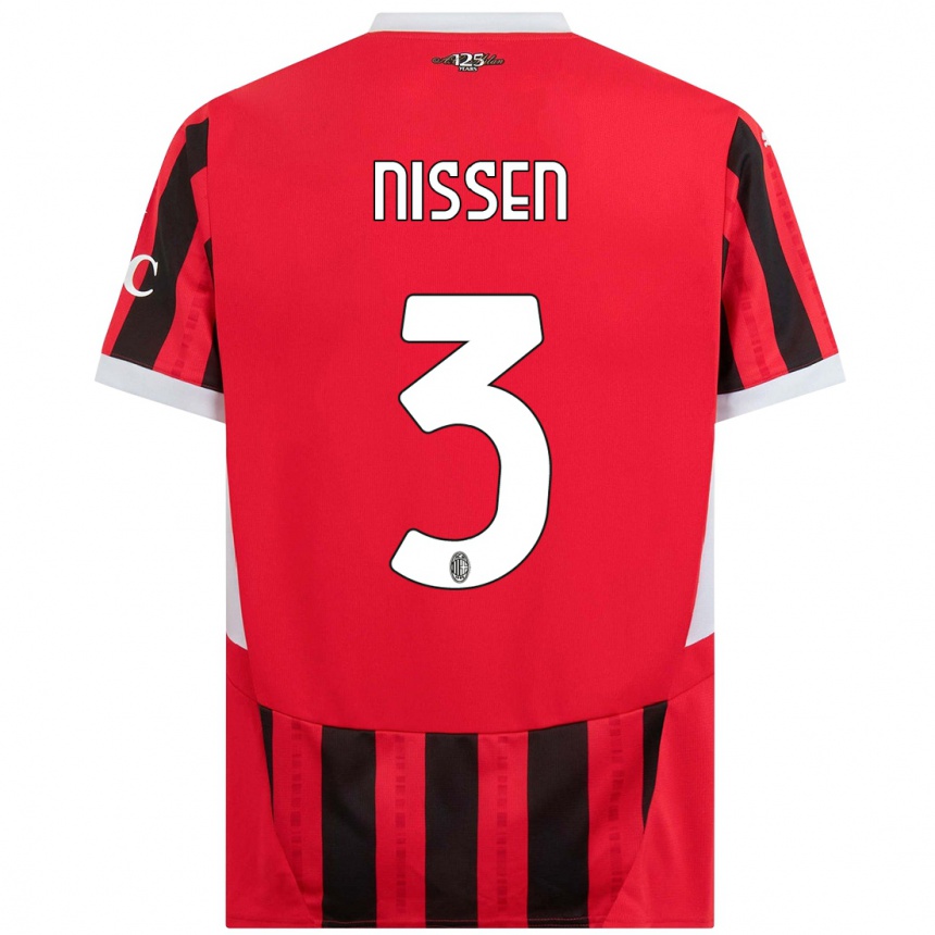 Hombre Fútbol Camiseta Fredrik Nissen #3 Rojo Negro 1ª Equipación 2024/25 Perú