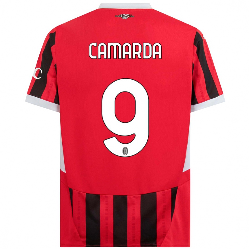 Hombre Fútbol Camiseta Francesco Camarda #9 Rojo Negro 1ª Equipación 2024/25 Perú