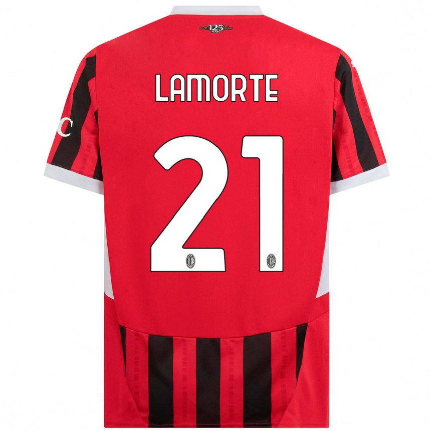 Hombre Fútbol Camiseta Alessandro Lamorte #21 Rojo Negro 1ª Equipación 2024/25 Perú