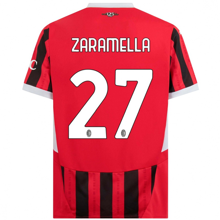 Hombre Fútbol Camiseta Mattia Zaramella #27 Rojo Negro 1ª Equipación 2024/25 Perú