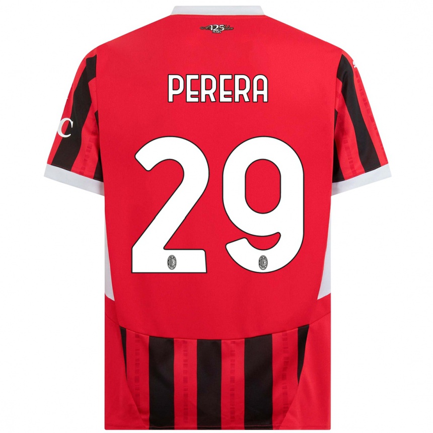 Hombre Fútbol Camiseta Nirash Perera #29 Rojo Negro 1ª Equipación 2024/25 Perú