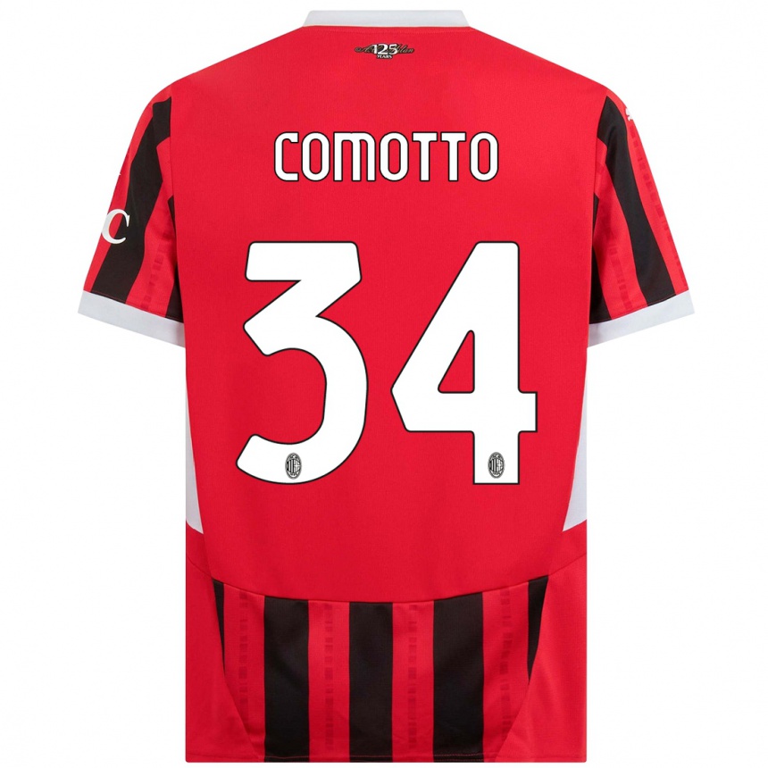 Hombre Fútbol Camiseta Christian Comotto #34 Rojo Negro 1ª Equipación 2024/25 Perú