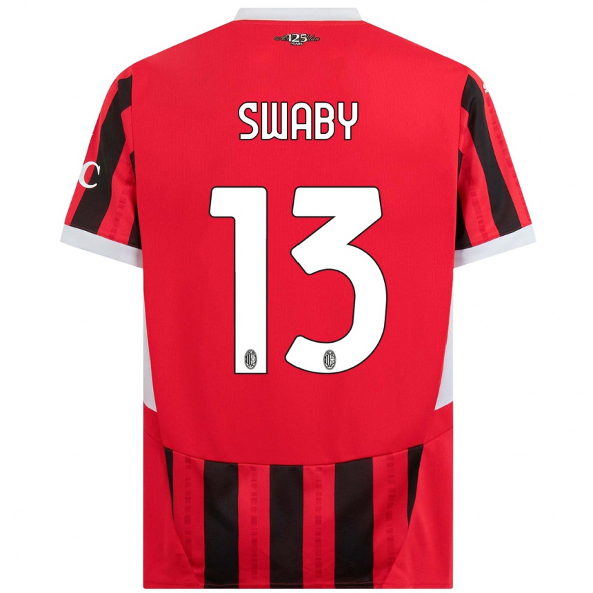 Hombre Fútbol Camiseta Allyson Swaby #13 Rojo Negro 1ª Equipación 2024/25 Perú