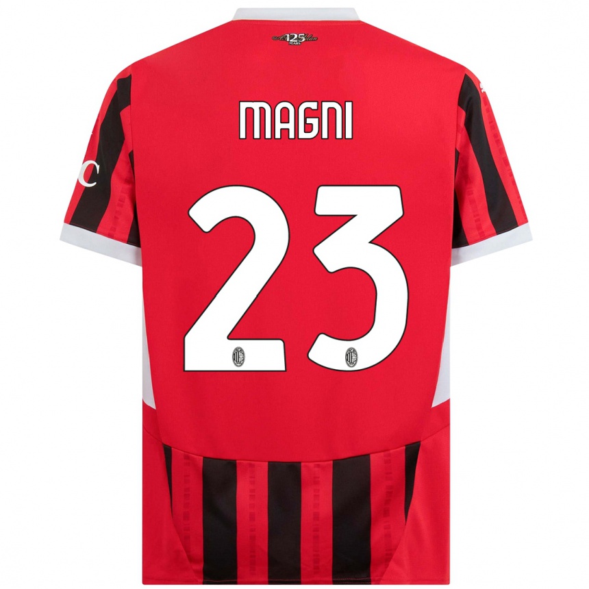 Hombre Fútbol Camiseta Vittorio Magni #23 Rojo Negro 1ª Equipación 2024/25 Perú