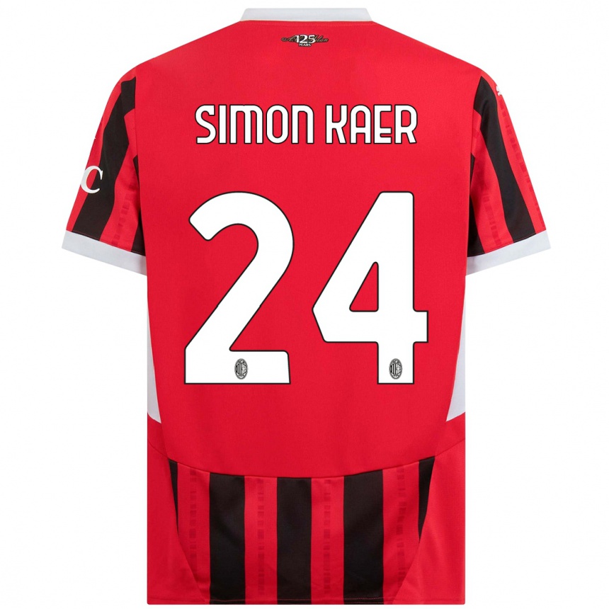 Hombre Fútbol Camiseta Simon Kaer #24 Rojo Negro 1ª Equipación 2024/25 Perú