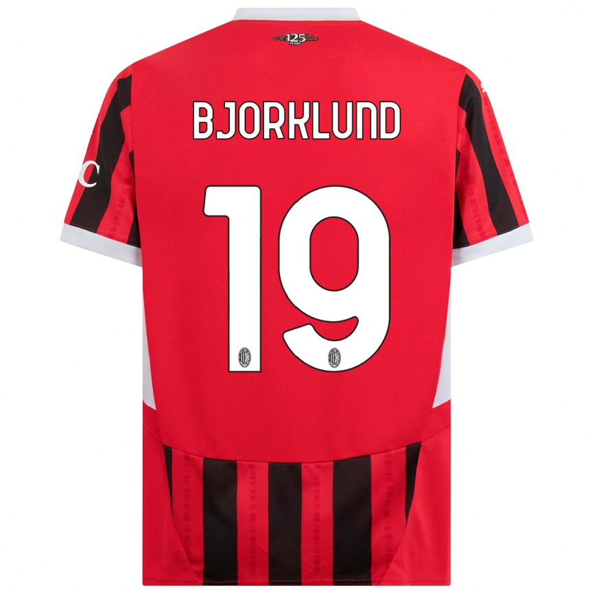 Hombre Fútbol Camiseta Lukas Bjorklund #19 Rojo Negro 1ª Equipación 2024/25 Perú