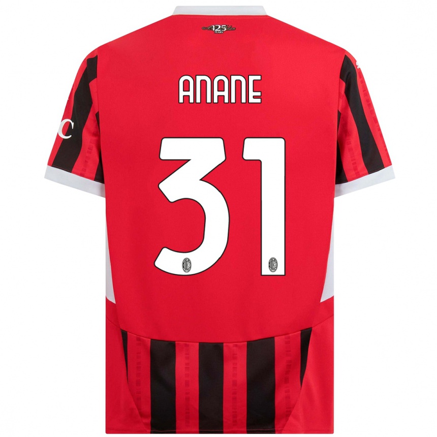 Hombre Fútbol Camiseta Emmanuel Anane #31 Rojo Negro 1ª Equipación 2024/25 Perú