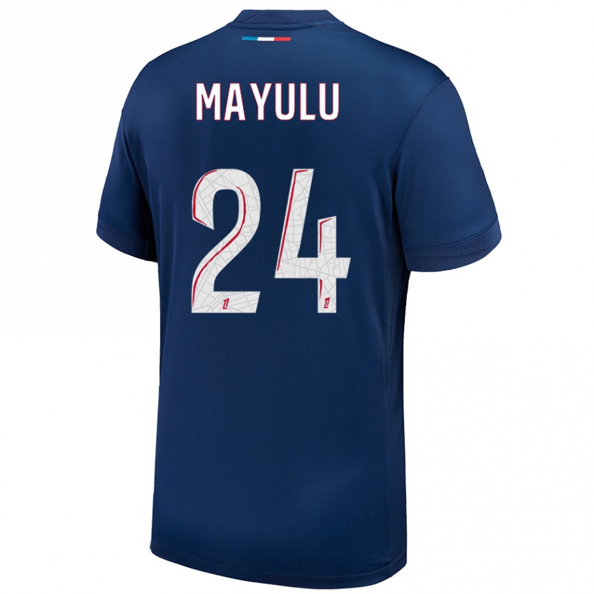 Hombre Fútbol Camiseta Senny Mayulu #24 Azul Marino Blanco 1ª Equipación 2024/25 Perú