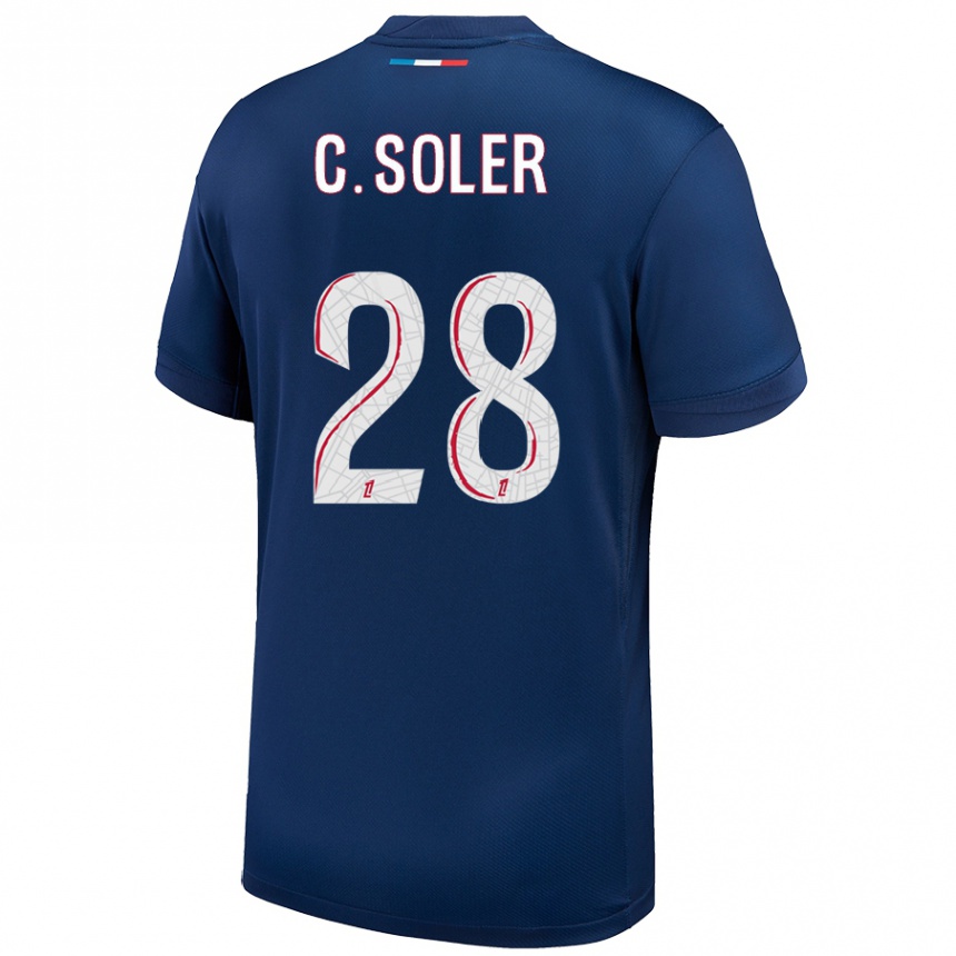 Hombre Fútbol Camiseta Carlos Soler #28 Azul Marino Blanco 1ª Equipación 2024/25 Perú