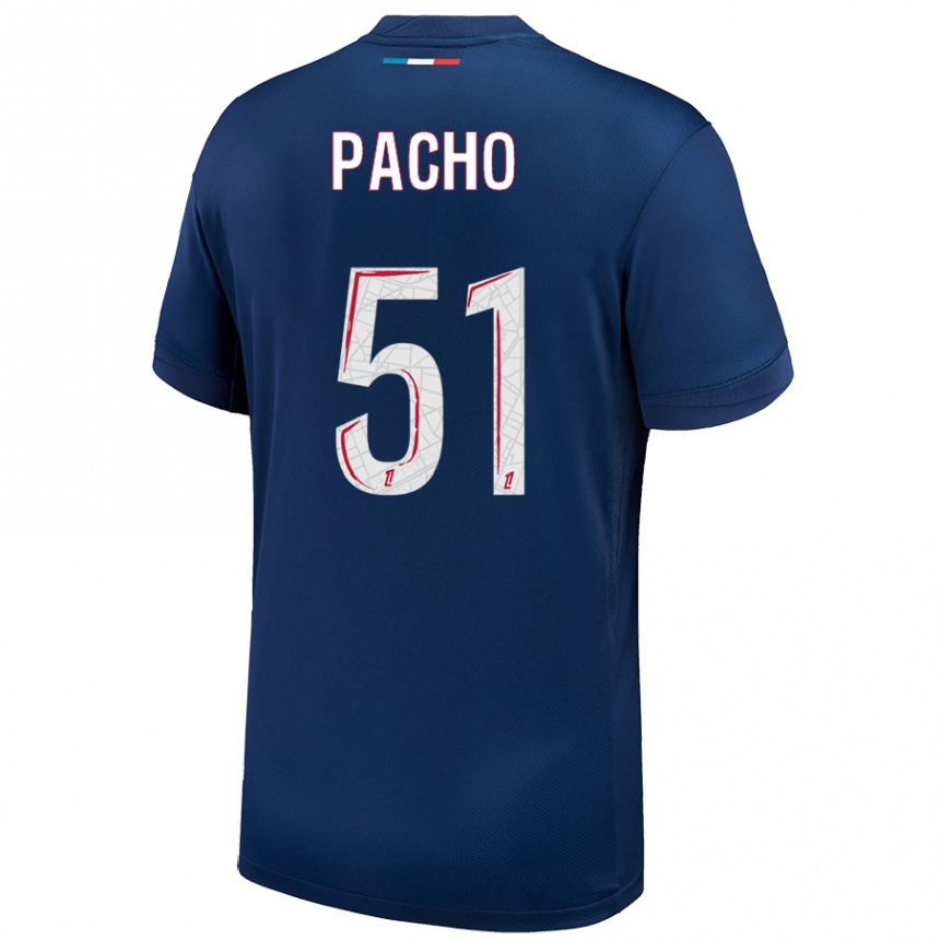 Hombre Fútbol Camiseta Willian Pacho #51 Azul Marino Blanco 1ª Equipación 2024/25 Perú