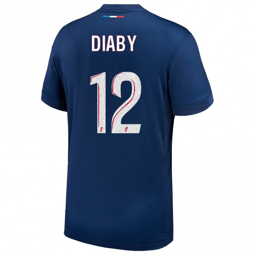 Hombre Fútbol Camiseta Ibrahima Diaby #12 Azul Marino Blanco 1ª Equipación 2024/25 Perú