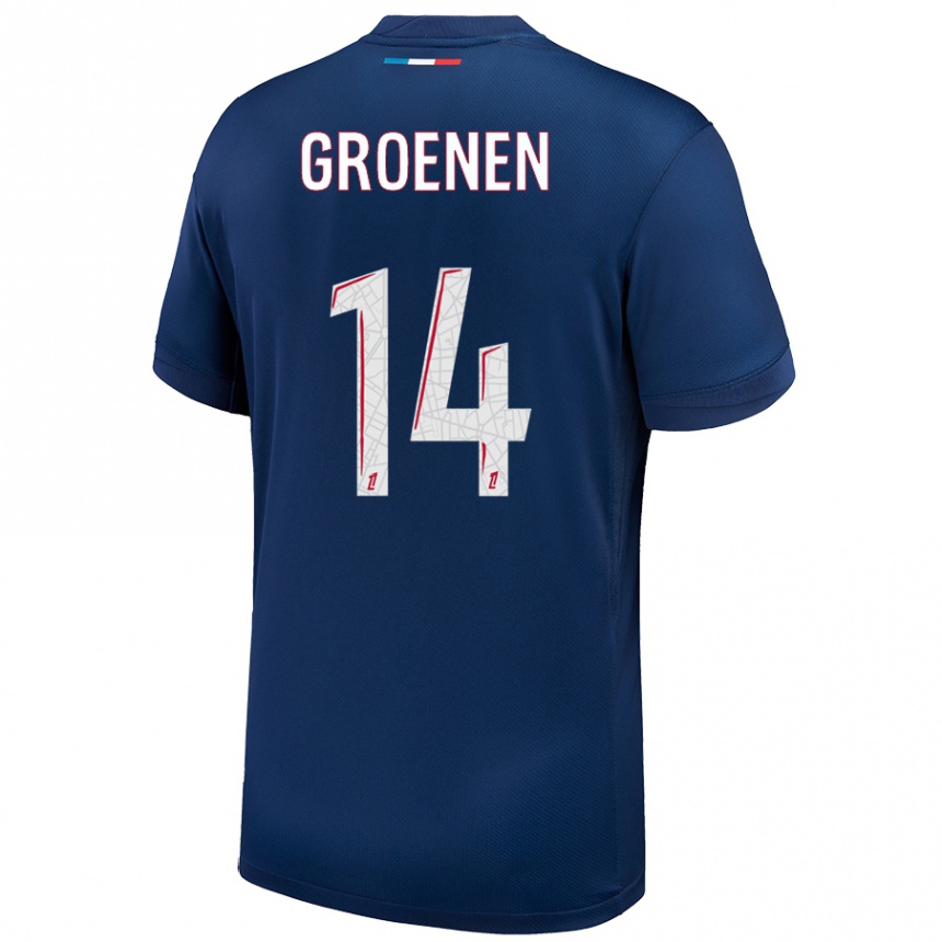 Hombre Fútbol Camiseta Jackie Groenen #14 Azul Marino Blanco 1ª Equipación 2024/25 Perú