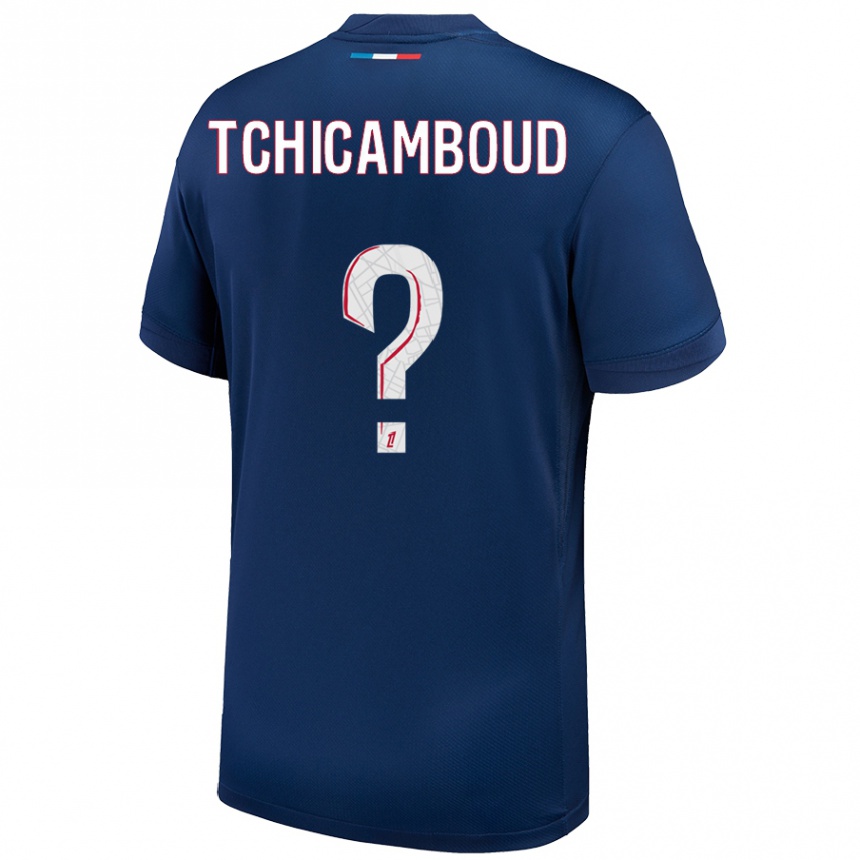 Hombre Fútbol Camiseta Queyrell Tchicamboud #0 Azul Marino Blanco 1ª Equipación 2024/25 Perú