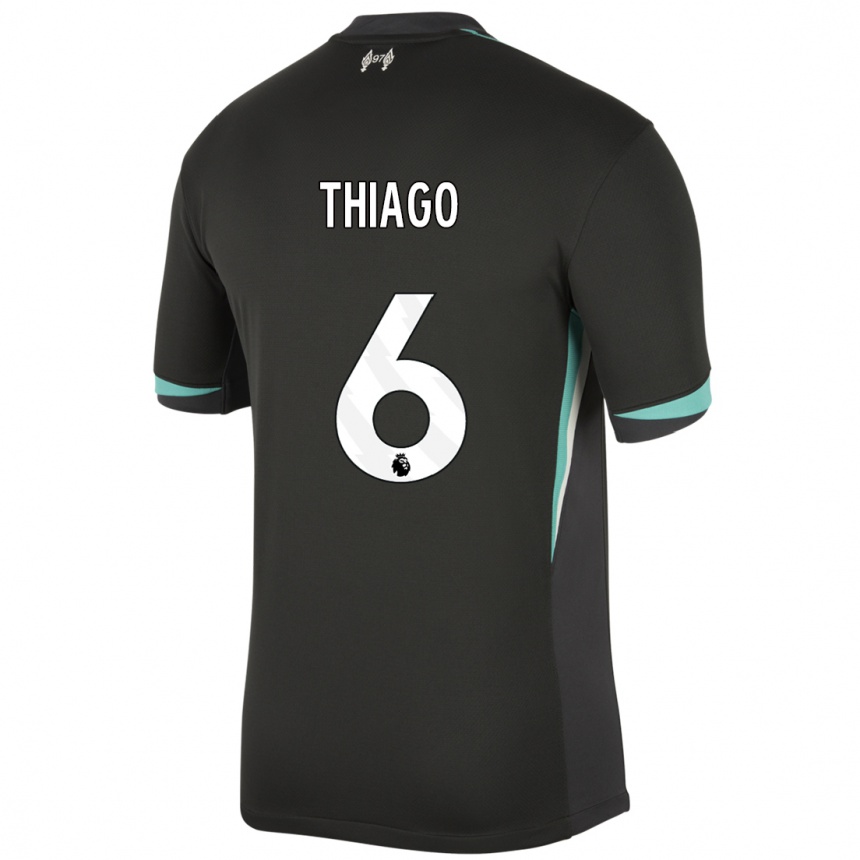 Hombre Fútbol Camiseta Thiago #6 Negro Antracita Blanco 2ª Equipación 2024/25 Perú