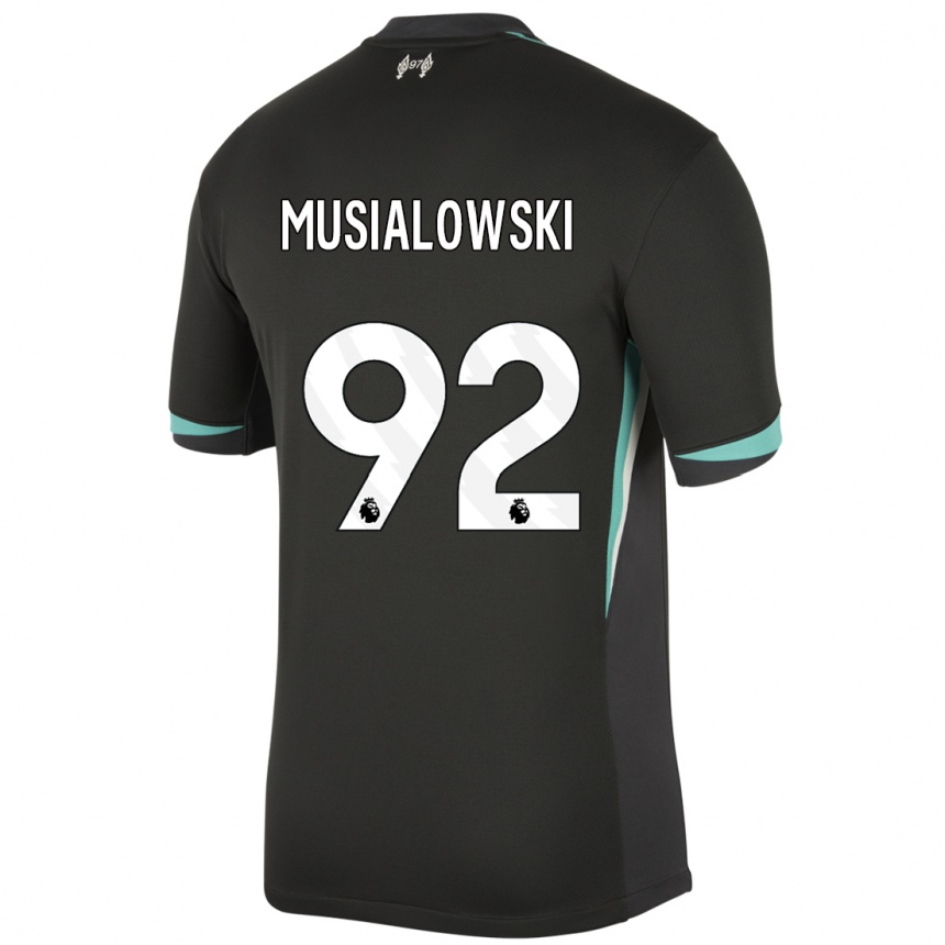 Hombre Fútbol Camiseta Mateusz Musialowski #92 Negro Antracita Blanco 2ª Equipación 2024/25 Perú