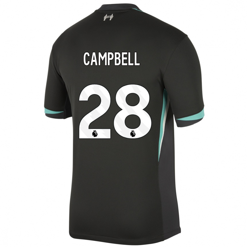 Hombre Fútbol Camiseta Megan Campbell #28 Negro Antracita Blanco 2ª Equipación 2024/25 Perú