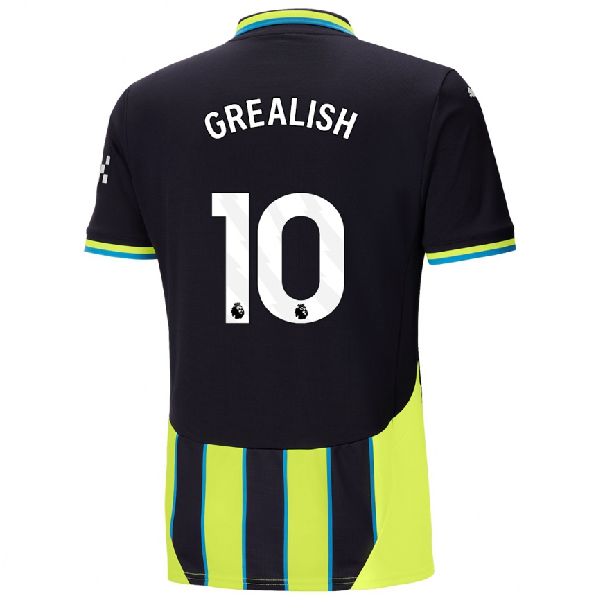 Hombre Fútbol Camiseta Jack Grealish #10 Azul Amarillo 2ª Equipación 2024/25 Perú