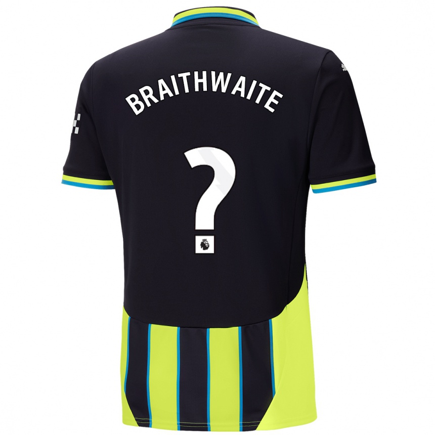 Hombre Fútbol Camiseta Kaden Braithwaite #0 Azul Amarillo 2ª Equipación 2024/25 Perú