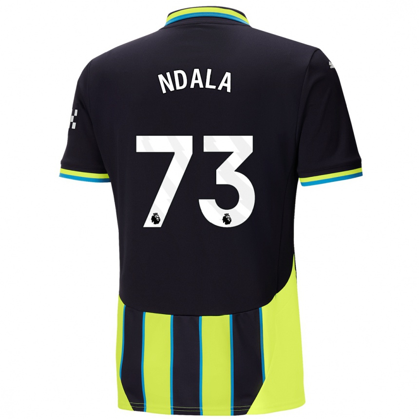 Hombre Fútbol Camiseta Joel Ndala #73 Azul Amarillo 2ª Equipación 2024/25 Perú