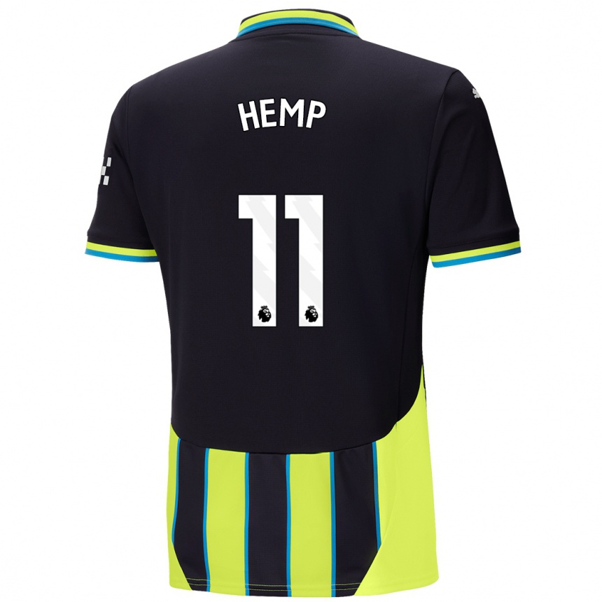 Hombre Fútbol Camiseta Lauren Hemp #11 Azul Amarillo 2ª Equipación 2024/25 Perú