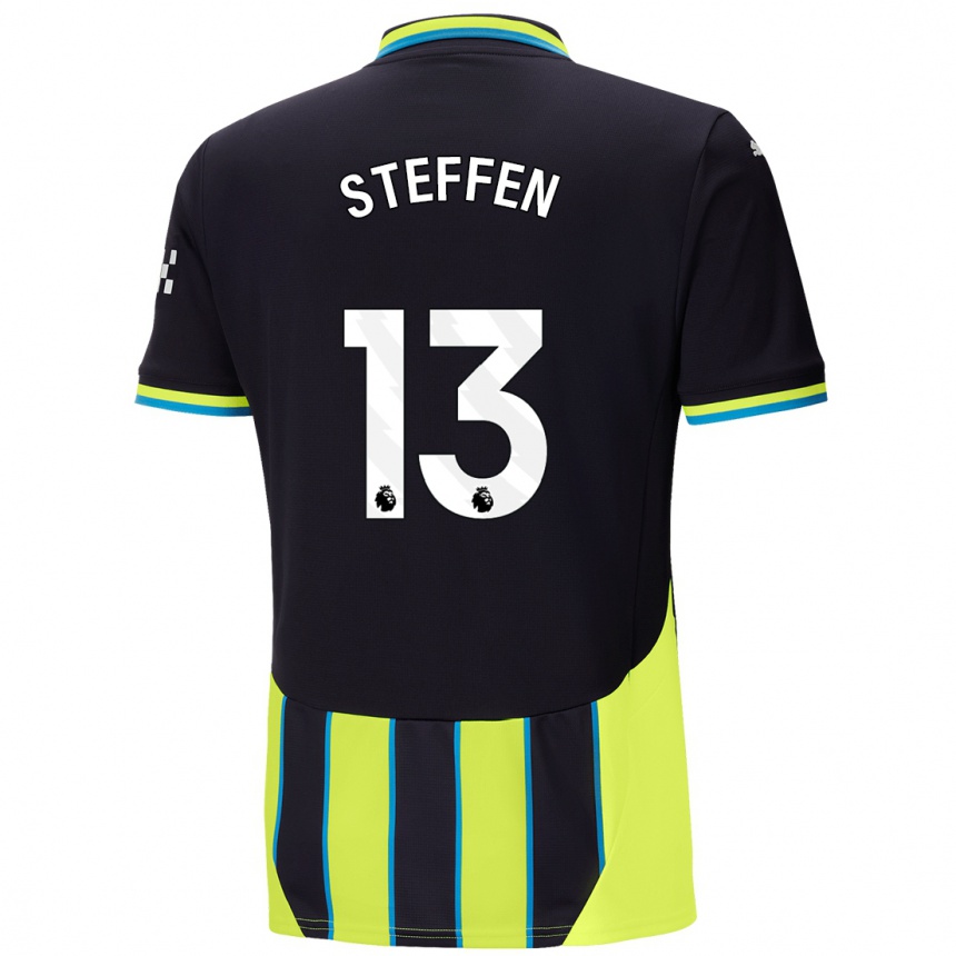 Hombre Fútbol Camiseta Zack Steffen #13 Azul Amarillo 2ª Equipación 2024/25 Perú