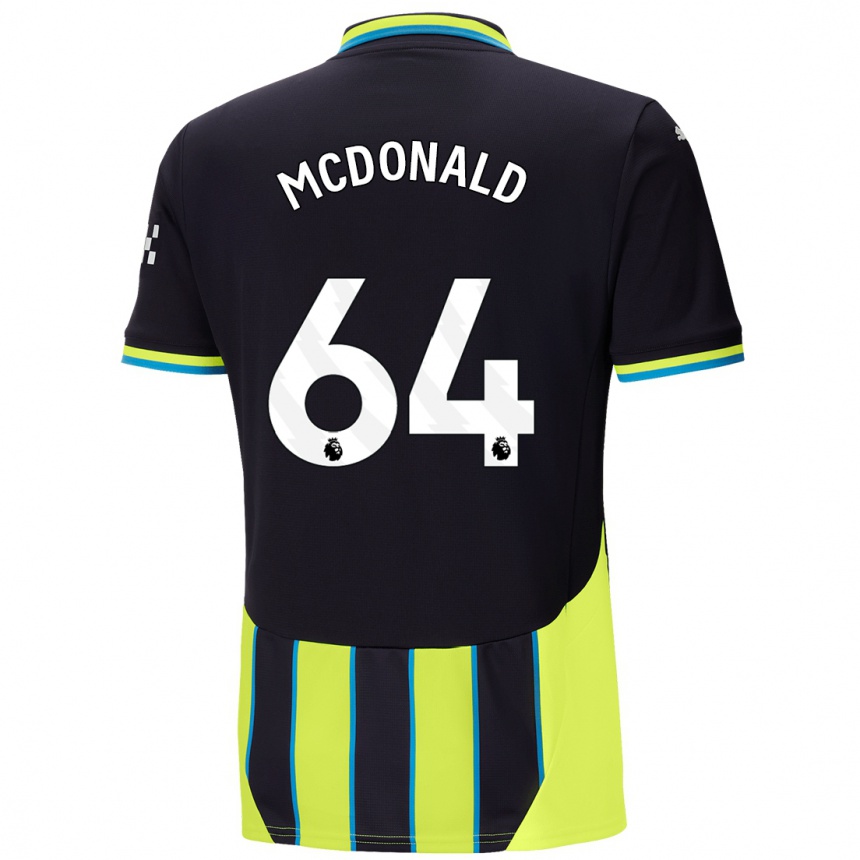 Hombre Fútbol Camiseta Rowan Mcdonald #64 Azul Amarillo 2ª Equipación 2024/25 Perú